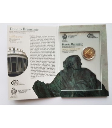2 EURO SAINT MARIN 2014 Bramante - Coffret 2 Euro CC BU Saint-Marin 2014

Thème : Donato Bramante

Tirage:  110.000

Qualité:  B