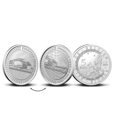 5 euro holographique Belgique 2021 - Année Européenne du train
