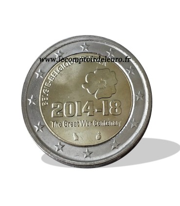 2 Euro BELGIQUE 2014 Guerre Mondiale 1914 - Thème:  2 € BELGIQUE 2014 - PREMIÈRE GUERRE MONDIALE
Tirage : 1.700.000 exemplaires.