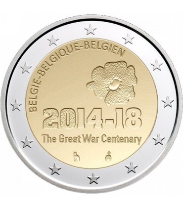 2 Euro BELGIQUE 2014 Guerre Mondiale 1914 - Thème:  2 € BELGIQUE 2014 - PREMIÈRE GUERRE MONDIALE
Tirage : 1.700.000 exemplaires.