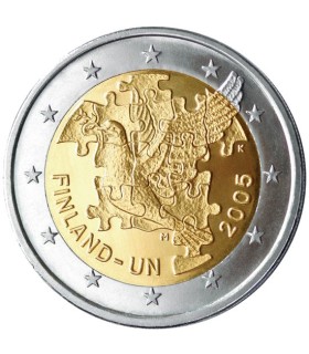 2 Euro FINLANDE 2005 Nations Unies - 
	La Finlande pour célébrer le 60e anniversaire des Nations unies et le 50e anniversaire de