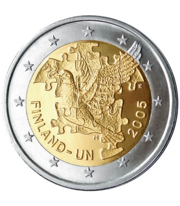 2 Euro FINLANDE 2005 Nations Unies - 
	La Finlande pour célébrer le 60e anniversaire des Nations unies et le 50e anniversaire de