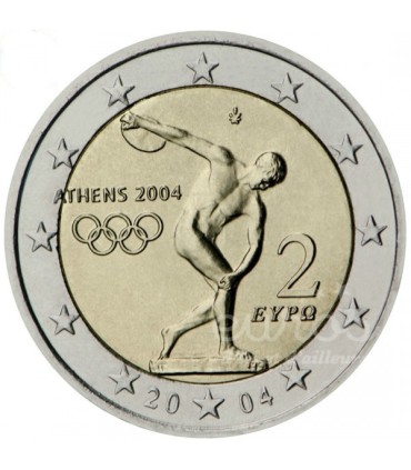 2 Euro Grèce 2004 Jeux Olympiques - Thème: Jeux olympiques d’Athènes de 2004.
Description:
 Les douze étoiles de l'Union europ