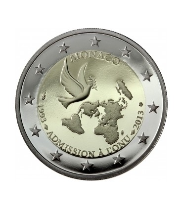 2 euro commémorative Monaco ONU unc -  
 2 euro commemorative Monaco 2013:20 ans de l'admission à l'ONU .
 
Description:
Piè