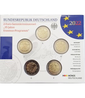 5 x 2 euro Allemagne 2022 Brillant Universel BU - Erasmus