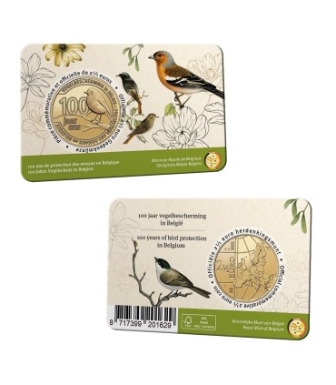 Coincard Francaise 2,50 Euro Belgique 2022 -100 ans de protection des oiseaux en Belgique