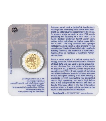 Coincard 2 Euro BU Slovaquie 2022 - 300 ans de la machine à vapeur