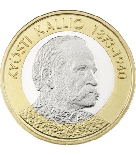 5 Euro Finlande 2016 KYOSTI KALLIO - Caractéristiques:
 Valeur Faciale: 5,00 euro 
 Diamètre : 27,5mm 
 Poids : 9,8g 
Compositio
