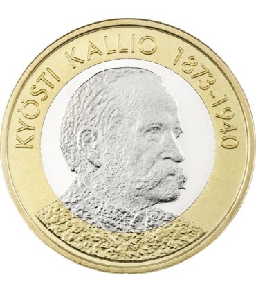5 Euro Finlande 2016 KYOSTI KALLIO - Caractéristiques:
 Valeur Faciale: 5,00 euro 
 Diamètre : 27,5mm 
 Poids : 9,8g 
Compositio