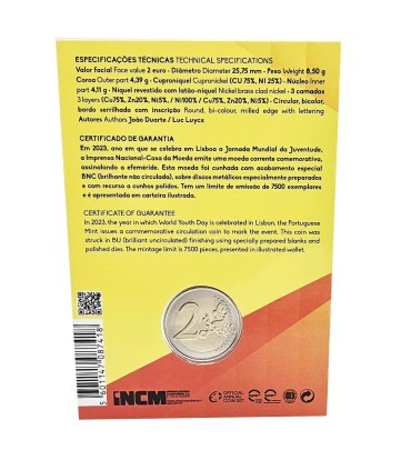 Coincard BU 2 Euro Portugal 2023 - Journées mondiales de la jeunesse