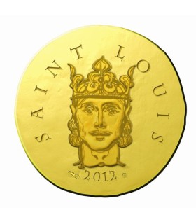 50 Euro 2012 Saint Louis - Description :
 
Face : un portrait de Saint-Louis avec sa couronne aux lys
ainsi que son nom écrit av