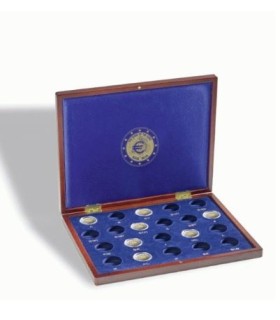 Coffret bois Volterra Uno pour 21 pieces de 2 euros - 10 ans de l'euro