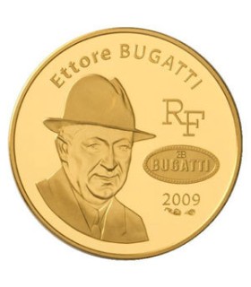 50 euros bugatti 2009 - Ettore BUGATTI - 50 € Or 1/4 oz BE 2009

Auteur: Atelier de Gravure

Poids: 8,45 g  0.30 oz

Diamè