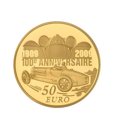 50 euros bugatti 2009 - Ettore BUGATTI - 50 € Or 1/4 oz BE 2009

Auteur: Atelier de Gravure

Poids: 8,45 g  0.30 oz

Diamè