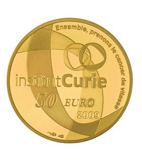 50 Euro or marie curie 2009 - Institut Curie - 50 € OR 1/4oz BE 2009
Auteur: Atelier de Gravure

Poids: 8,45 gr / 0,30 oz

Diamè