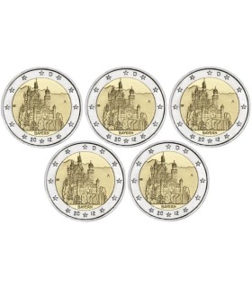 2 Euro ALLEMAGNE 2012 les 5 ateliers - Pièce de 2 € commémorative Allemagne 2012 Bayern représentant le château de Neuschwanstei