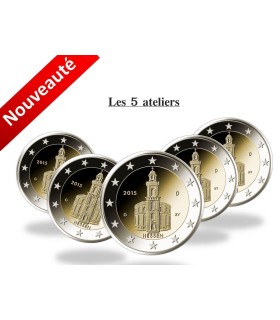 5x2 Euro Allemagne 2015 Saint Paul - Pack 5x2 € commémoratives Allemagne 2015 représentant l'église Saint-Paul de Francfort dans