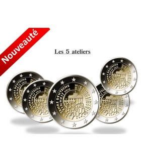 5x2 Euro Allemagne 2015 Réunification - Pack 5x 2 € commémoratives Allemagne 2015 commémorant le 25ème anniversaire de la Réunif