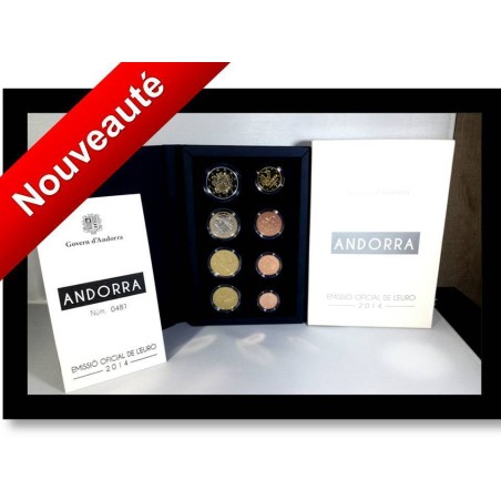 Coffret BE Andorre 2014 - Coffret BE Andorre 2014 réunissant les 8 pièces de 1 cent à 2€ au millésime 2014 . Tirage: 3000 exempl