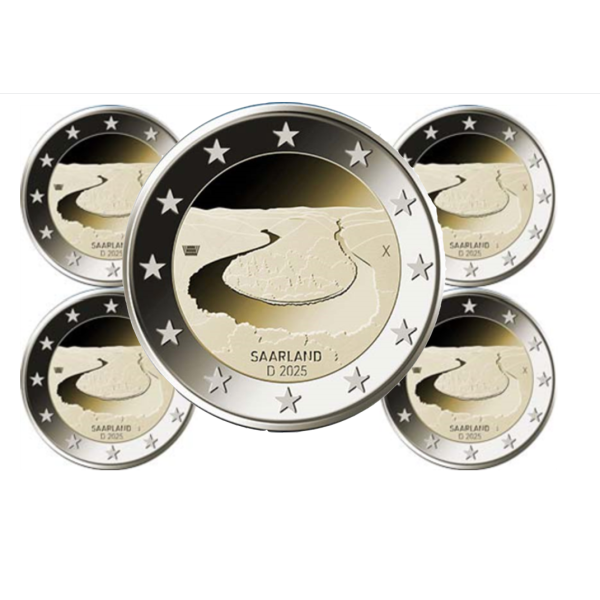 5 x 2 euro Allemagne 2025 Ateliers ADFGJ Unc - Région du Saarland