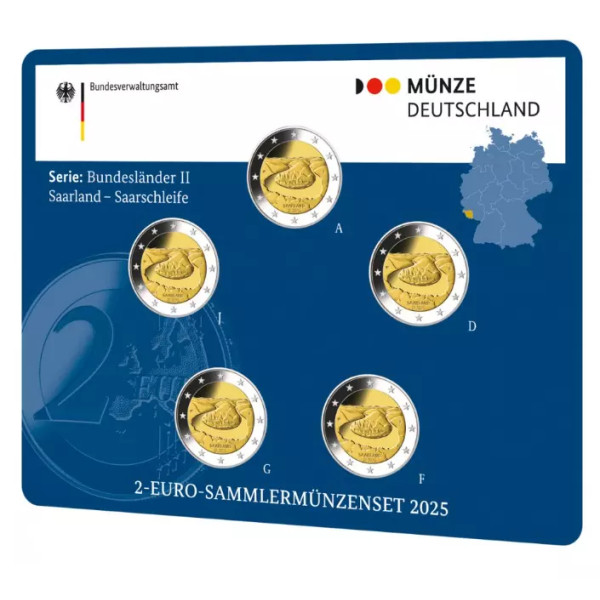 5 x 2 euro Allemagne 2025  BU Ateliers ADFGJ - Région du Saarland