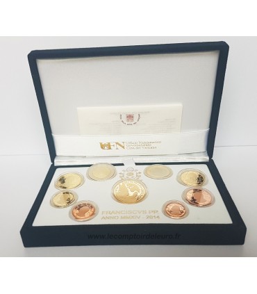 BE VATICAN 2014 50Euro OR - BE VATICAN 2014
Description:
Série en coffret officiel BE 2014 de François 1er contenant 8 pieces du