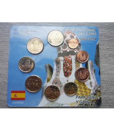 BU ESPAGNE 2014 - Coffret BU 2014 de 9 pièces comprenant 8 pièces circulantes de 1 cent à 2 euro Espagne de l'année 2014 + 2€ co