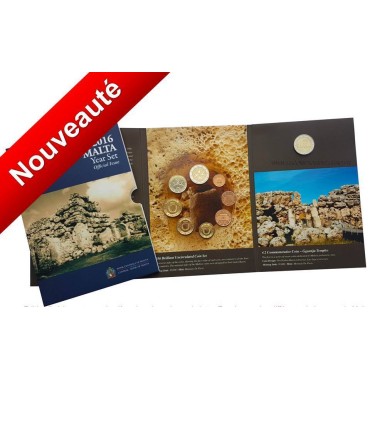 BU MALTE 2016 Fauté - Description:
Coffret de 9 pièces réunissant les pièces de la 1 cent à 2 euros de l’année 2016 + la pièce 