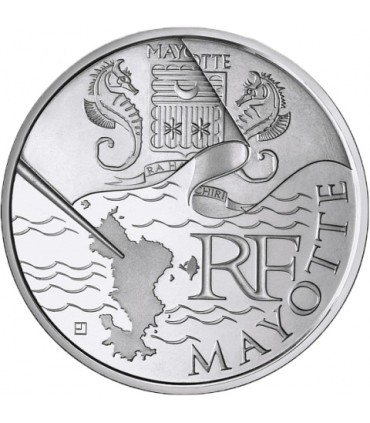 10 Euro MAYOTTE - caractéristiques
 
Diamètre: 29,00 mm
Poids: 10,00 g
Métal: Argent 925/1000
Faciale: 10 €
Qualité: UNC
Tirage: